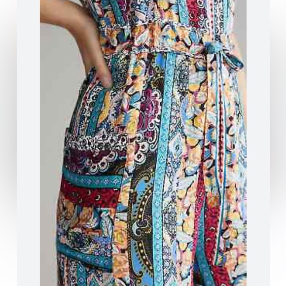 Anthropologie Calais Rainbow Patchwork Jumpsuit Size M - Picture 10 of 11